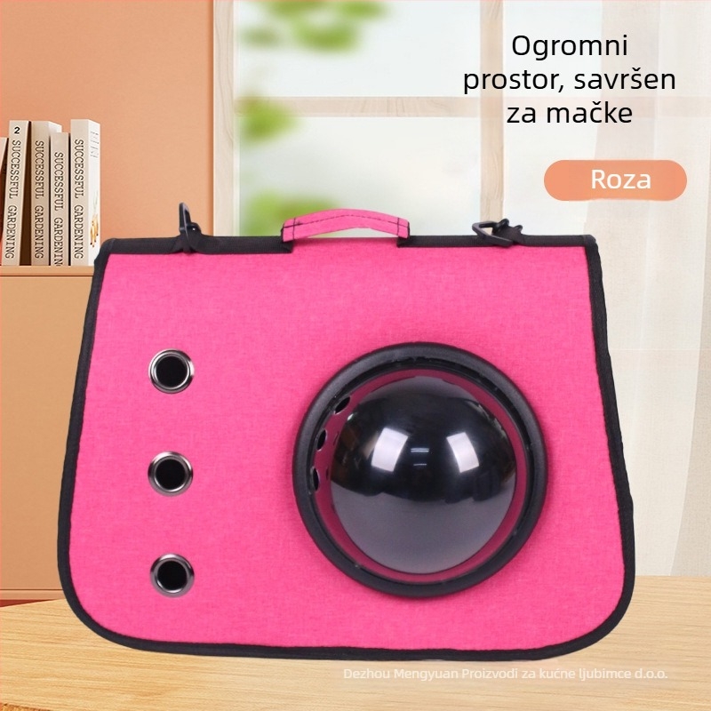 Torba za kućne ljubimce preko ramena, sklopiva, prozračna torba za mačke s tri otvora, Oxford materijal, kapacitet do 6 kg, jednofarbni uzorak