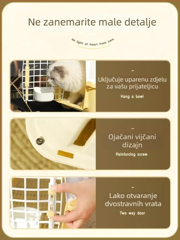 Prenosiva torba za kućne ljubimce (mačke i male pse) s crossbody remenom; Materijal: PP i željezo; Kapacitet: do 15 Jin; Čvrstoća: srednja