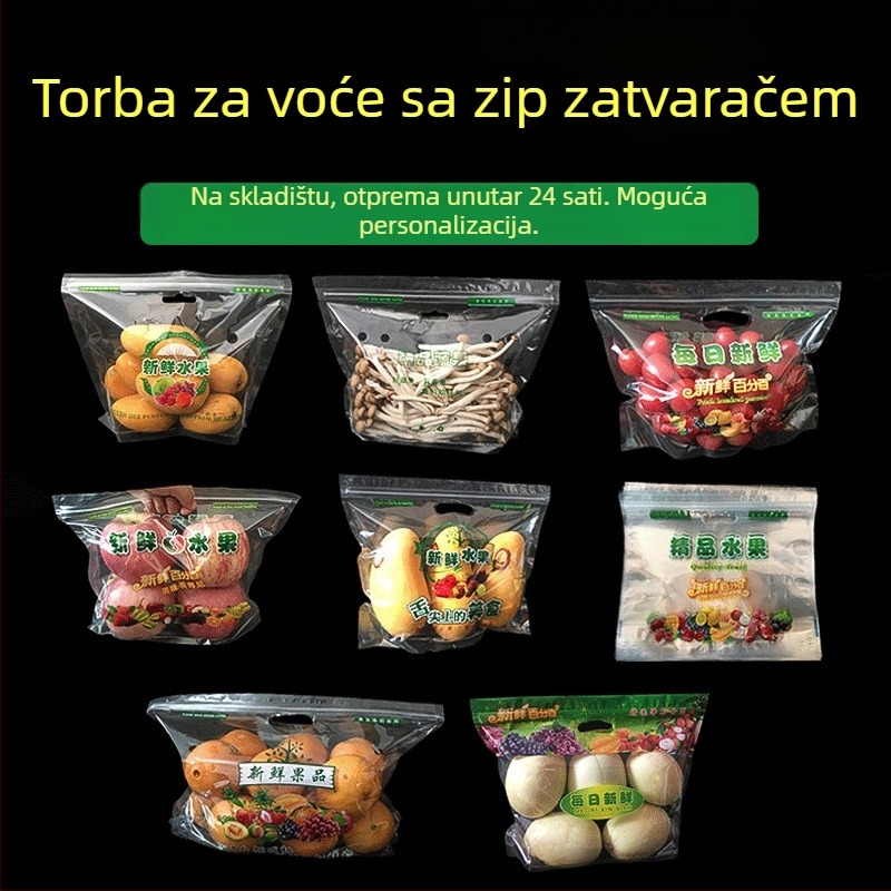 Prozirna vrećica s zatvaračem za voće, kvaliteta hrane, samouzavaranje, dnevna proizvodnja 100000, brend Jinnuo