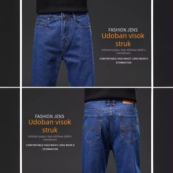 Traperice s labavim krojem, široke ravne nogavice, izpran denim, 100% pamuk, zatvarač