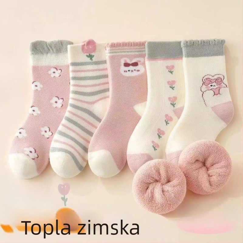 Dječje čarape do sredine potkoljenice s dinosaurskim motivom, s flisom i debelim materijalom, prozračne
