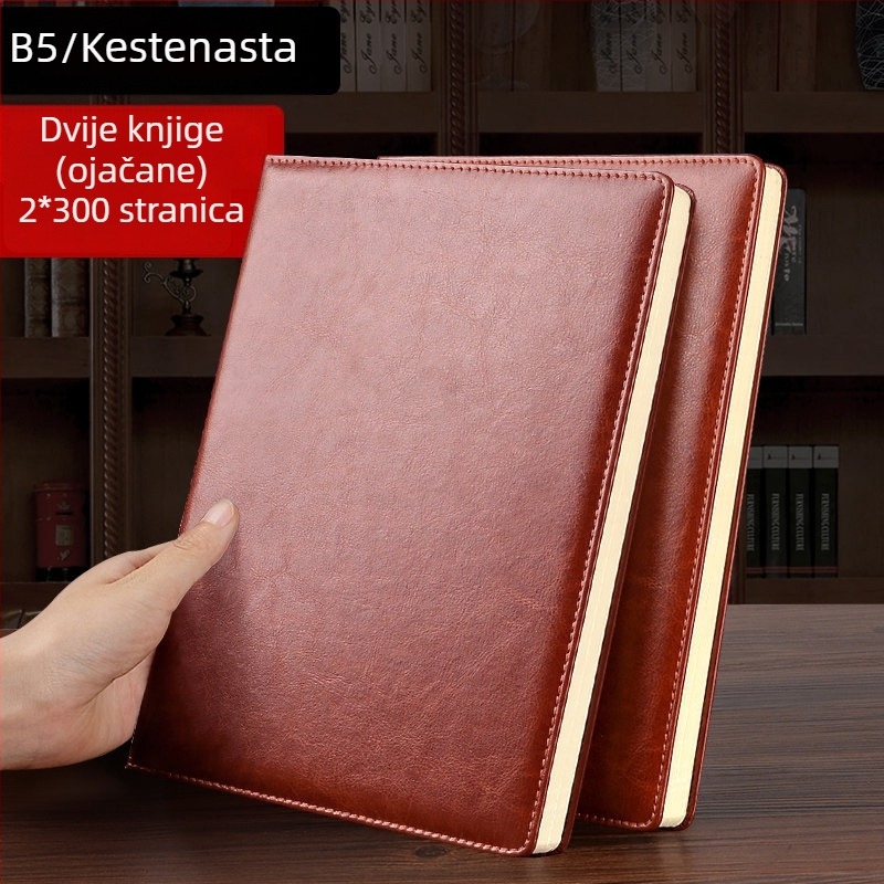 A4 bilježnica – koža umjetna (lažna koža), vezanje koncem i ljepilom, Daolin papir, 70 g, 200–300 stranica