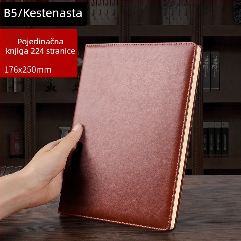 A4 bilježnica – koža umjetna (lažna koža), vezanje koncem i ljepilom, Daolin papir, 70 g, 200–300 stranica