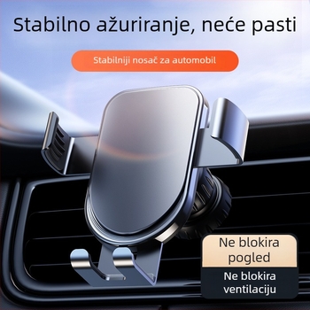 Držač za mobitel u automobilu za otvor za ventilaciju, ABS/aluminijska legura, protiv podrhtavanja, moderan dizajn, mogućnost prilagodbe