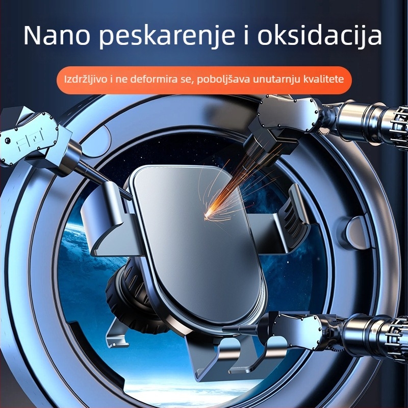 Držač za mobitel u automobilu za otvor za ventilaciju, ABS/aluminijska legura, protiv podrhtavanja, moderan dizajn, mogućnost prilagodbe
