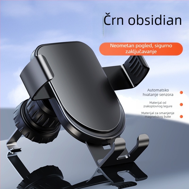 Držač za mobitel u automobilu za otvor za ventilaciju, ABS/aluminijska legura, protiv podrhtavanja, moderan dizajn, mogućnost prilagodbe