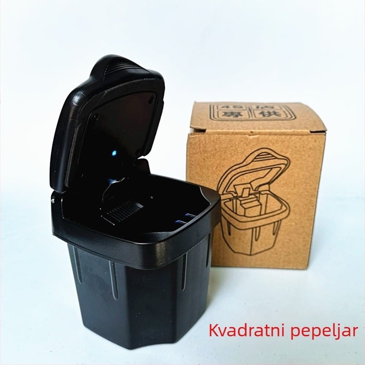 Anzen kvadratni auto pepelnjak, plastični, dvostruke namjene, prilagodljiv