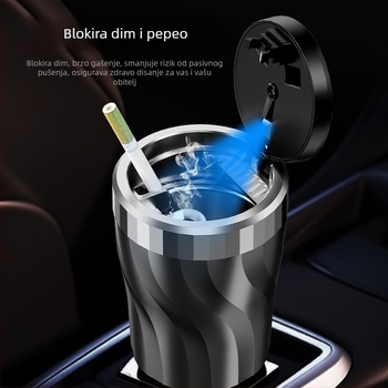 Automobilski pepelnjak sa svjetlećim poklopcem, pritiskom za otvaranje, univerzalna primjena, model 2