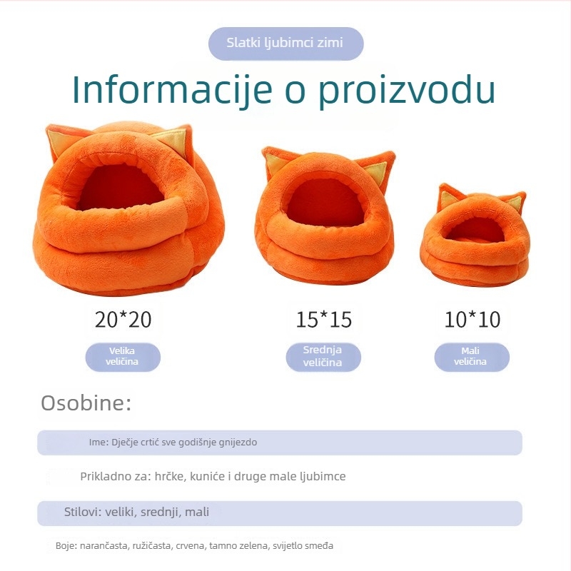 Plišano gnijezdo za mala kućna ljubimca – za hamstere, sve sezone (Materijal: pliš; Sezone: sve; Pogodno za: hamstere; Šifra: Xcw001)