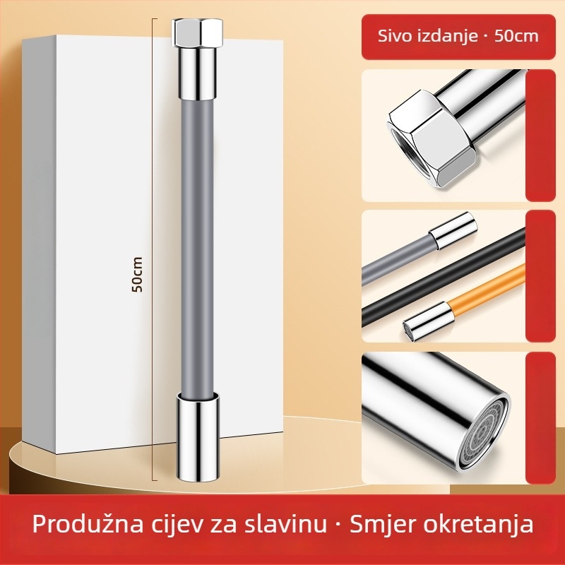 Caixuan produživač slavine, od nehrđajućeg čelika i silikona, moderno jednostavan stil, za kuhinju i kupaonicu