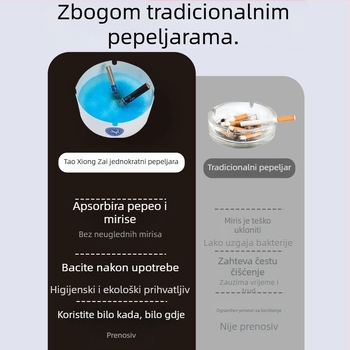 Jednokratni pepelnik s protiv širenja pepela, s pijeskom za gašenje, pjenasti dizajn, za dom, ured ili hotel