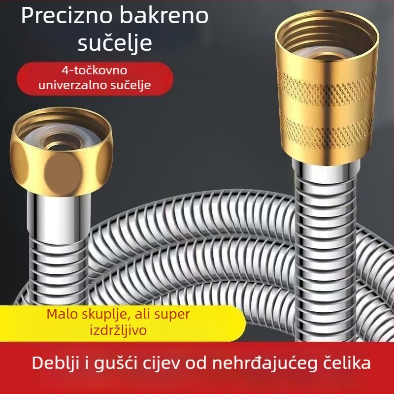 Set tuš glave s povećanim tlakom i fleksibilnim crijevom, dijelom bakrenog materijala, CUPC certifikat, Whale craftsman marka, model 1, Novi kineski stil