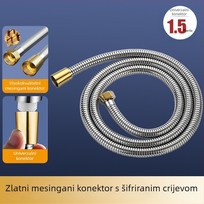 Set tuš glave s povećanim tlakom i fleksibilnim crijevom, dijelom bakrenog materijala, CUPC certifikat, Whale craftsman marka, model 1, Novi kineski stil