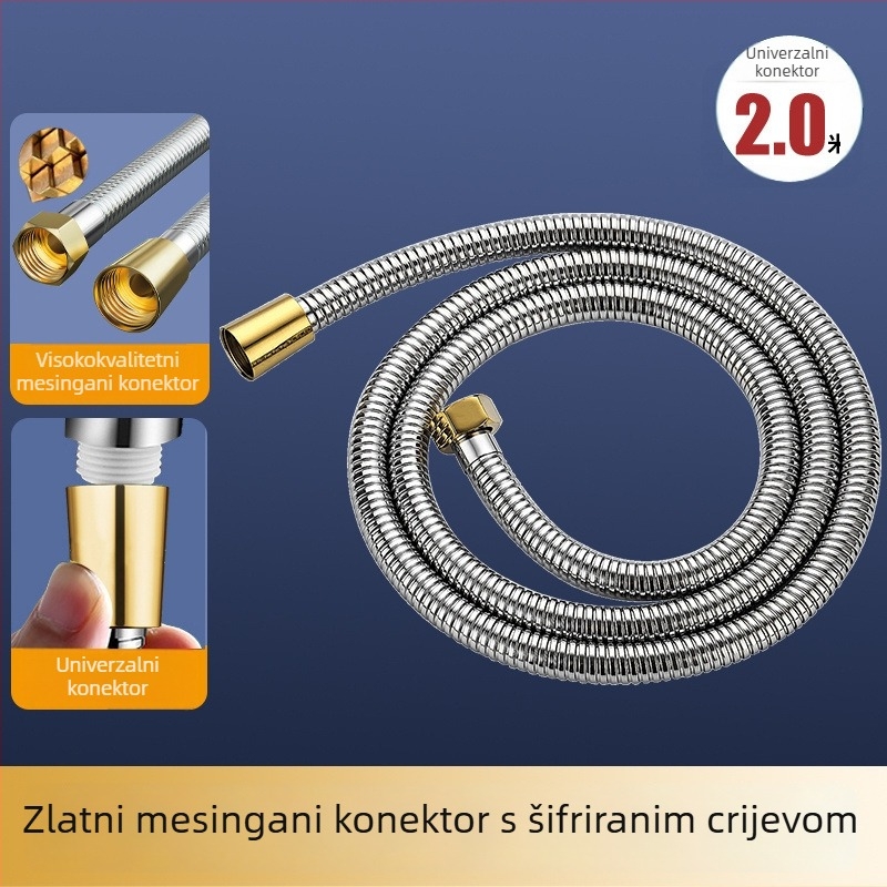 Set tuš glave s povećanim tlakom i fleksibilnim crijevom, dijelom bakrenog materijala, CUPC certifikat, Whale craftsman marka, model 1, Novi kineski stil