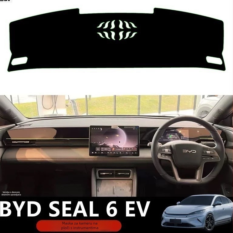 Podložak za središnju konzolu s anti-refleksijom i toplinskom izolacijom za BYD SEAL 6 EV, univerzalno za sve sezone, koža i protuklizni kaučuk, tisk logotipa: da, marka Yishi Car Accessories