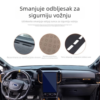 Ushilife Kožna podloga za središnju konzolu Ford Ranger – toplinska izolacija i zaštita od odsjaja, sve sezone
