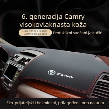 Mat za ploču instrumenta Toyota Camry (06-11), središnja konzola, zaštita od sunca, mikrofiber koža, uzorak s logom marke
