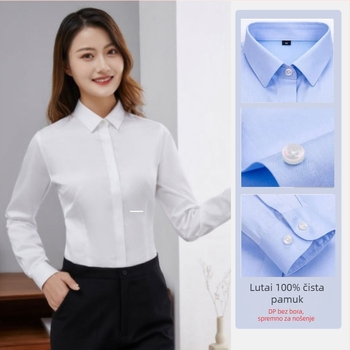 Košulja, 95%+ pamuka, dugi rukavi, kvadratni ovratnik, uski kroj
