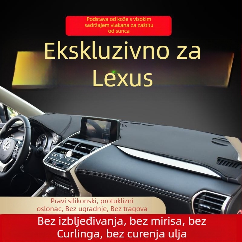 Mat za ploču instrumenata za Lexus ES300H/NX200/CT/RX — tiskano logo, spremno za privatnu marku, kompatibilno s navedenim modelima