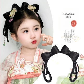 Kratka perika u stilu dinastije Han za djecu, s toplinski otporna žica – integrirani čvor za kosu i dodatak za glavu VM339