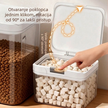 Spremnik za hranu za mačke i pse, s hermetičkim zatvaranjem, od PP-a, model JRX-8002, brenda A&KING, velikog kapaciteta