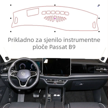 Podmetač za sjenila ploče instrumenta i središnje konzole za VW Passat B9 – sve sezone, protuklizni poliester s flanelom, prilagodljivo, Windmill Rain Horse