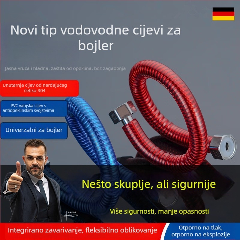 Crijep od nehrđajućeg čelika 304 za ulaz vode plinskog bojlera – tlak 0,6 MPa, 0–90 °C, montaža tipkom, model 2024-2-22