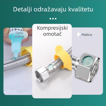 Jiurong 0084 nehrđajući čelični pleteni spoj za priključak na bojler, univerzalna instalacija, nominalni tlak 10, radna temperatura 80.