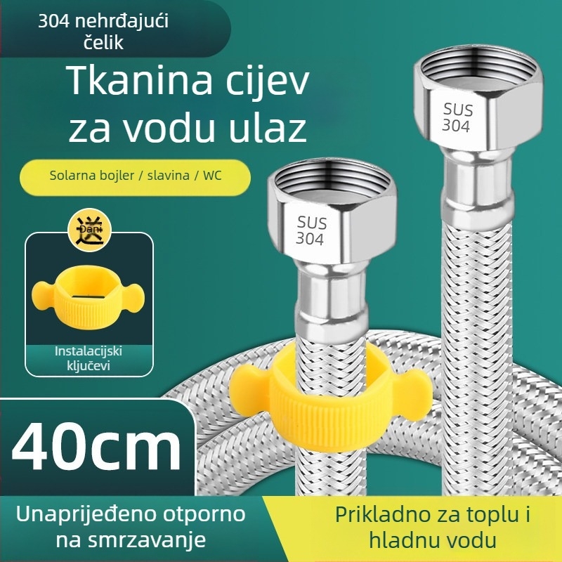 Jiurong 0084 nehrđajući čelični pleteni spoj za priključak na bojler, univerzalna instalacija, nominalni tlak 10, radna temperatura 80.