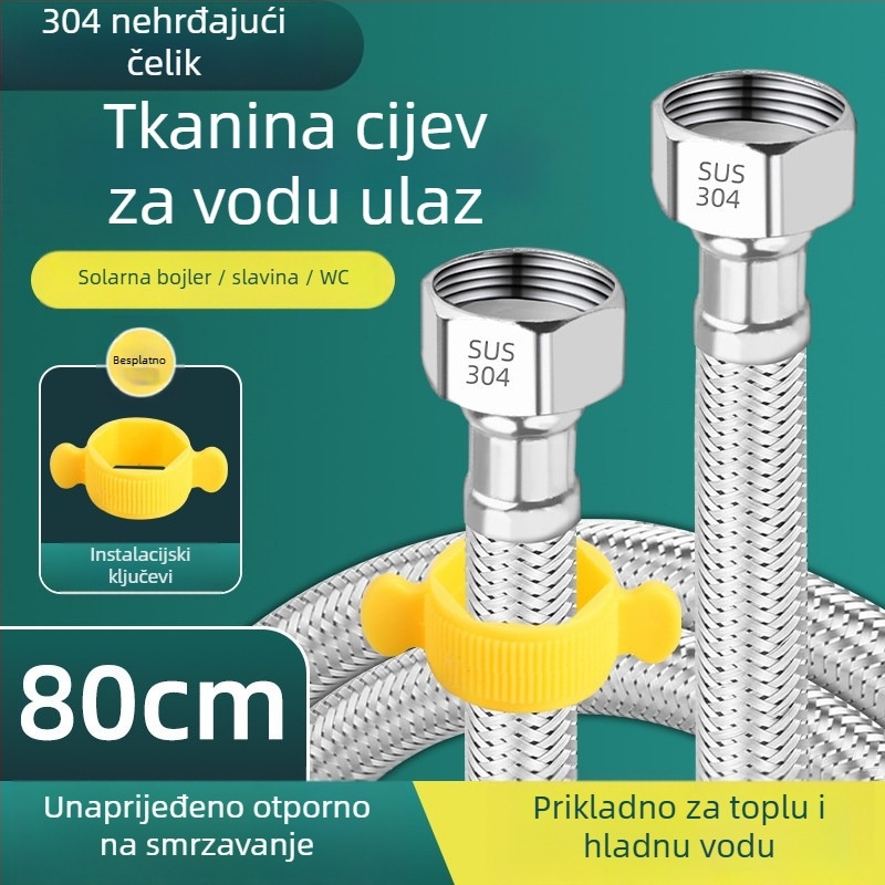 Jiurong 0084 nehrđajući čelični pleteni spoj za priključak na bojler, univerzalna instalacija, nominalni tlak 10, radna temperatura 80.