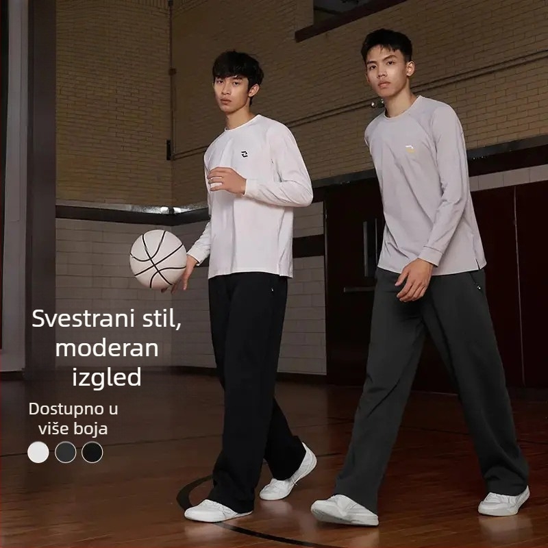 Muške casual sportske hlače, visokog struka, ravnog kroja, pamuk pleteni materijal, prozračne