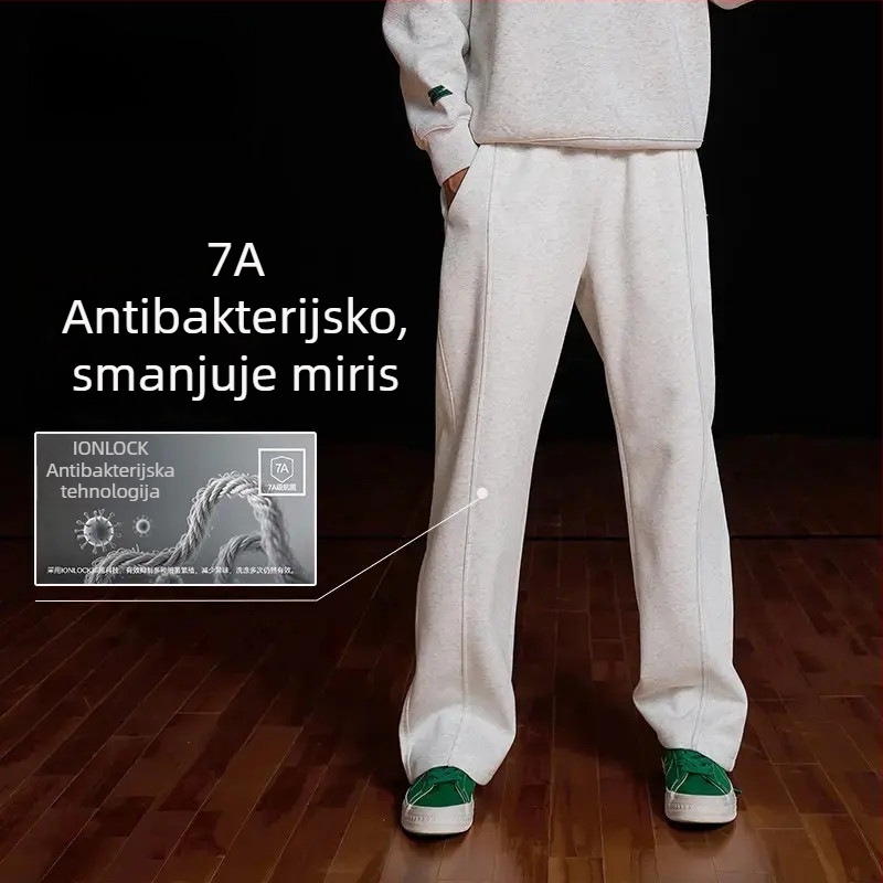Muške casual sportske hlače, visokog struka, ravnog kroja, pamuk pleteni materijal, prozračne