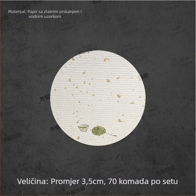 Prazna samoljepljiva naljepnica s ručno pisanom kaligrafijom, vodeni uzorak, retro pejzaž, cvjetni motivi šljiva, orhideja, bambus i krizantema u tinte stilu