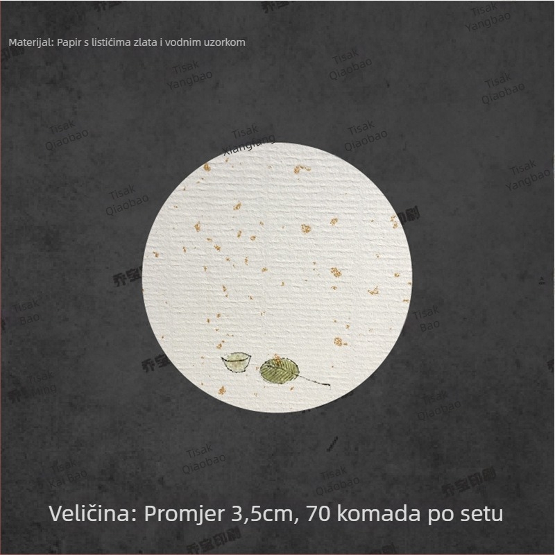 Prazna samoljepljiva naljepnica s ručno pisanom kaligrafijom, vodeni uzorak, retro pejzaž, cvjetni motivi šljiva, orhideja, bambus i krizantema u tinte stilu