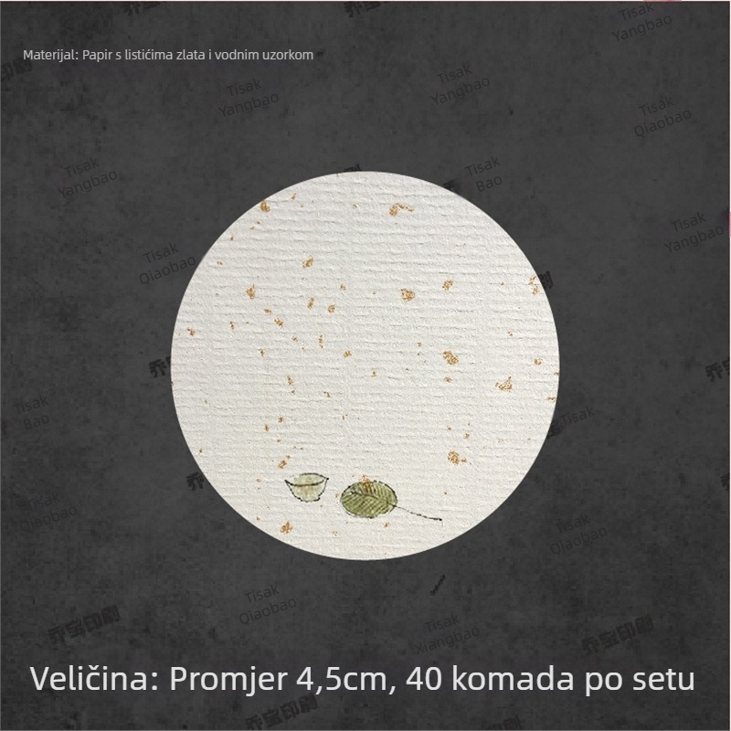 Prazna samoljepljiva naljepnica s ručno pisanom kaligrafijom, vodeni uzorak, retro pejzaž, cvjetni motivi šljiva, orhideja, bambus i krizantema u tinte stilu