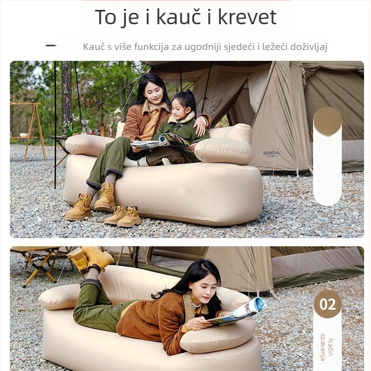 Napuhujući dvostruki kauč na krevet s ugrađenom električnom pumpom, dvostruki sloj, težina 6,1 kg, nosivost 300 kg