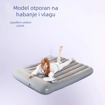 Sklopivi dvostruki naduvani madrac s flokiranom površinom za kampiranje, s vanjskom električnom pumpom