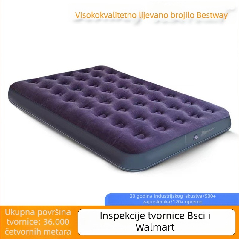 Napuhani ležaj za kampiranje s plišastom površinom i nosivošću do 300 kg