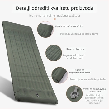 Naduvani krevet s najlonskim remenima – Kamping madrac, najlonska površina, 500 g, nosivost 250 kg