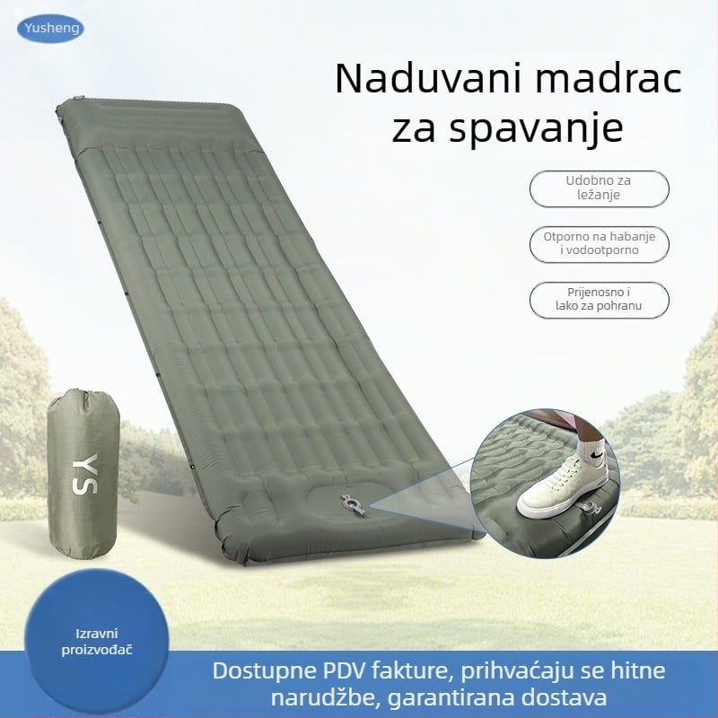 Naduvani krevet s najlonskim remenima – Kamping madrac, najlonska površina, 500 g, nosivost 250 kg