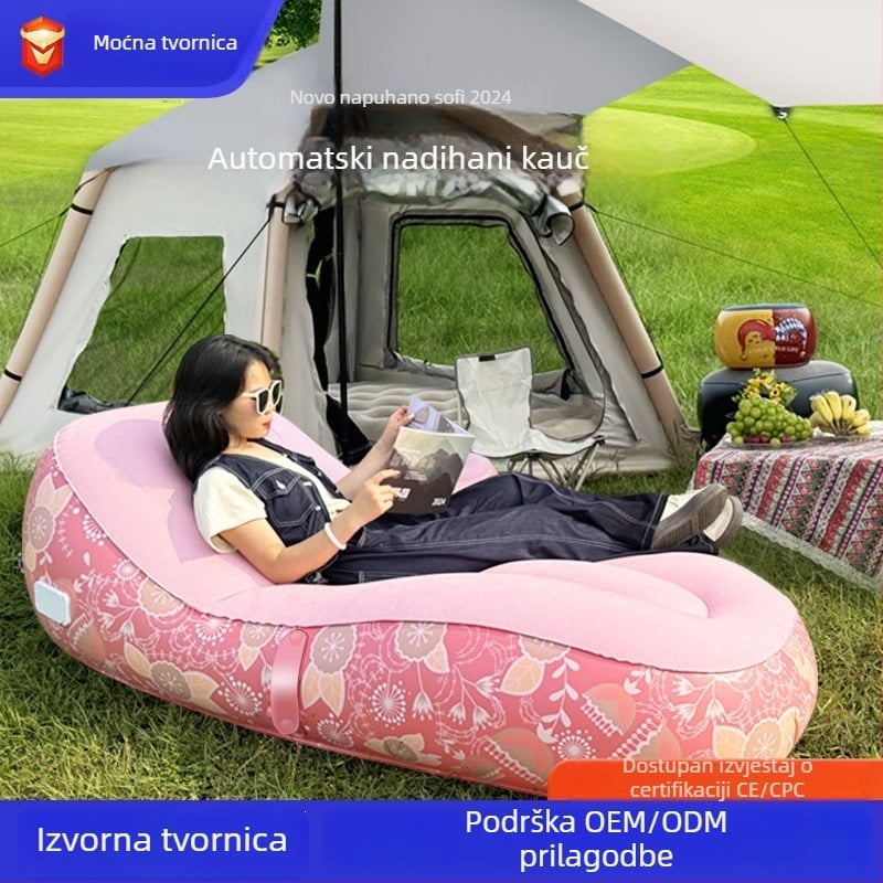 Anbelstyle Automatska nafukljiva vanjska jednosedna sklopiva kauč s električnom pumpom, PVC+flocking, nosivost 150 kg