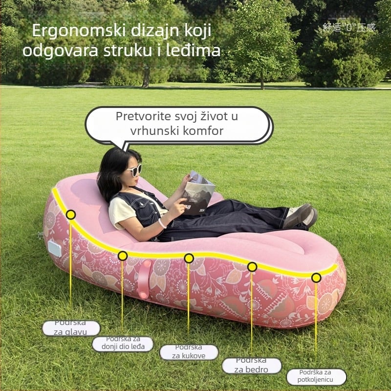 Anbelstyle Automatska nafukljiva vanjska jednosedna sklopiva kauč s električnom pumpom, PVC+flocking, nosivost 150 kg