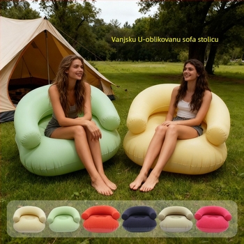 Naduvani kauč s plišanim PVC-om, s naslonicama i naslonom, prenosiv za unutarnju i vanjsku upotrebu, Model CQSF, 1,3 kg, Marka Wonderful