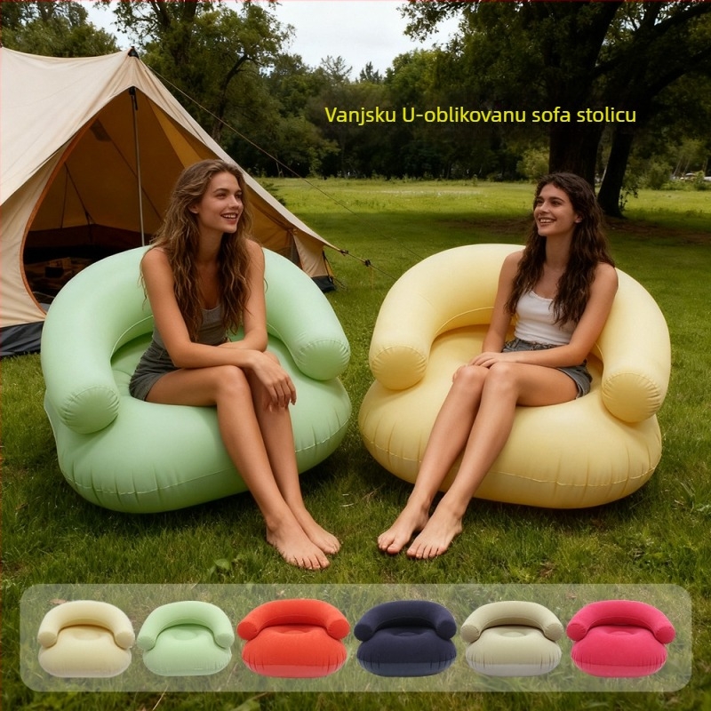 Naduvani kauč s plišanim PVC-om, s naslonicama i naslonom, prenosiv za unutarnju i vanjsku upotrebu, Model CQSF, 1,3 kg, Marka Wonderful