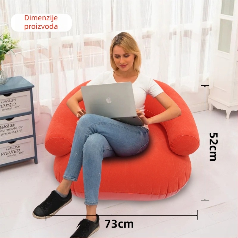 Naduvani kauč s plišanim PVC-om, s naslonicama i naslonom, prenosiv za unutarnju i vanjsku upotrebu, Model CQSF, 1,3 kg, Marka Wonderful