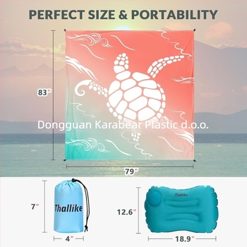 Naduvavajući putni jastuk s ručnom pumpom, prijenosni vanjski kamping, lumbalna jastučnica, vodootporna podloga, PVC, 0.41 kg, pogodno za do 4 osobe