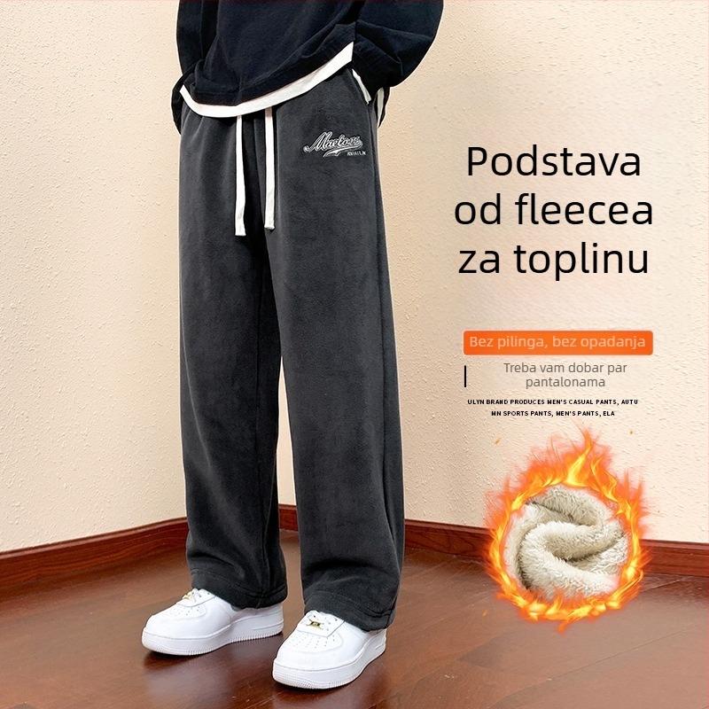 Muške fleksi hlače od poliestera za sportsko-udoban stil, ravni kroj, srednje visine struka, šnira za zatvaranje, 94% poliestera 6% spandex