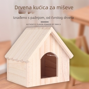 Drvena kućica-gnijezdo za male kućne ljubimce; pogodna za hrčke i guinejske svinje; Materijal: Drvo; Uvoz: Ne