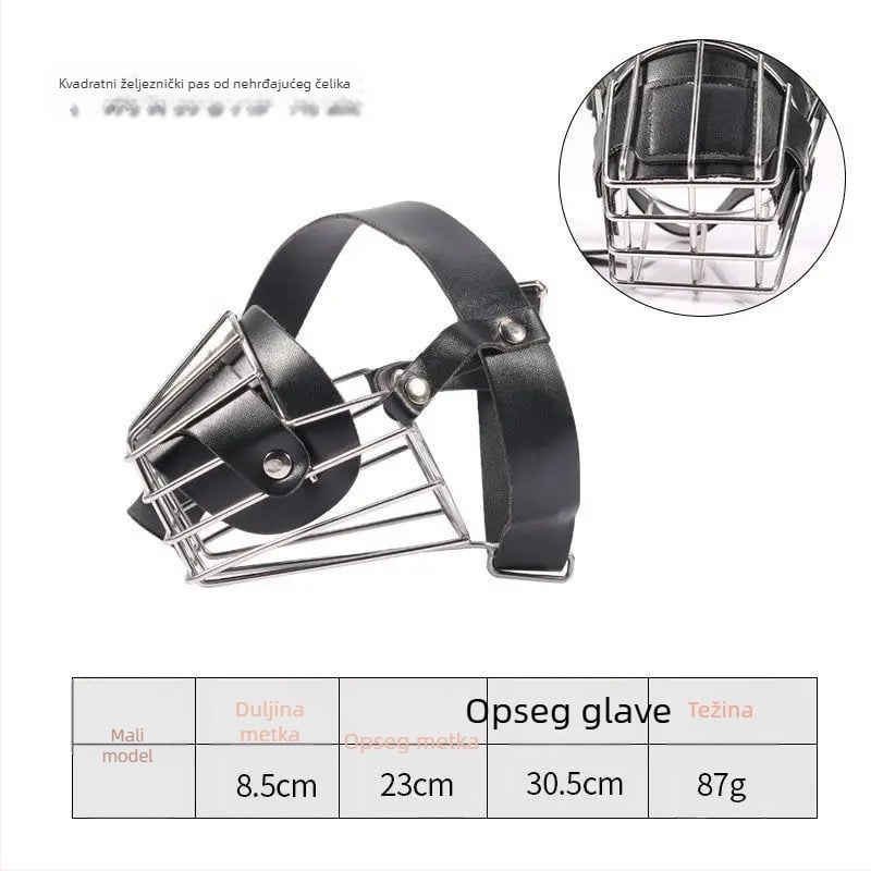 Metalna maska za pse s funkcijom protiv ugriza i laja; universalna veličina za pse različitih veličina; omogućuje piti vodu.