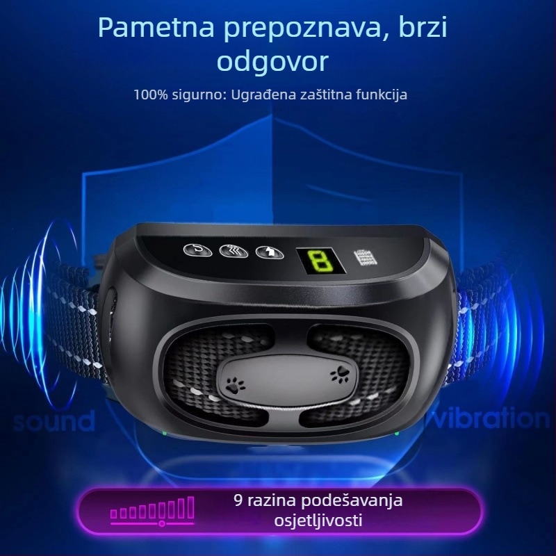 Ovratnica protiv lajanja za mačke, automatska, inteligentna, neštetna, poliester